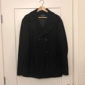 Guess Double Breasted Wool Blend Peacoat